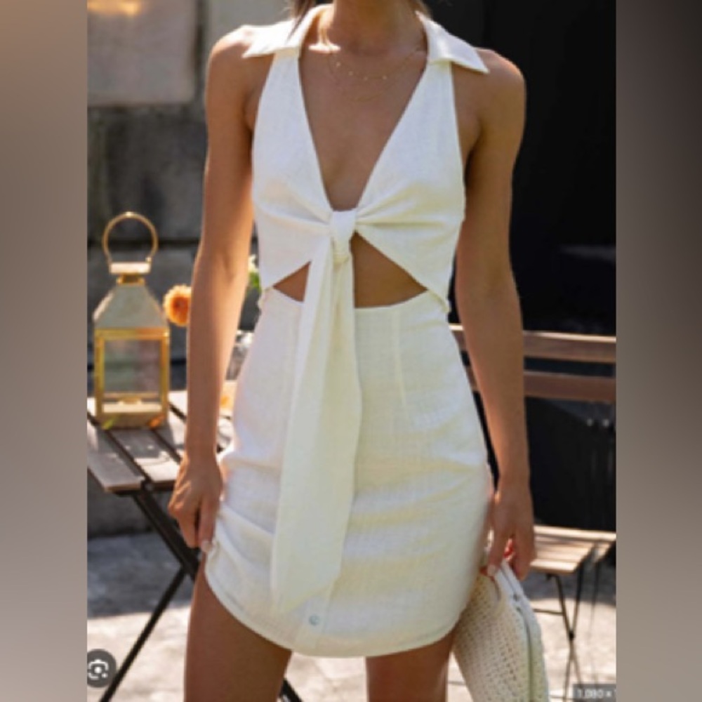 Commense Pure Cotton Hollow Out Short Dress - size small